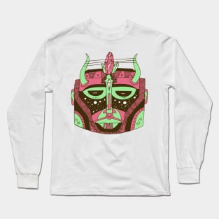 Pink Mint African Mask No 8 Long Sleeve T-Shirt